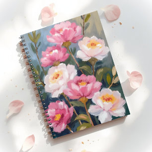 Carnet Tableau de bouquet de fleurs de pivoines roses