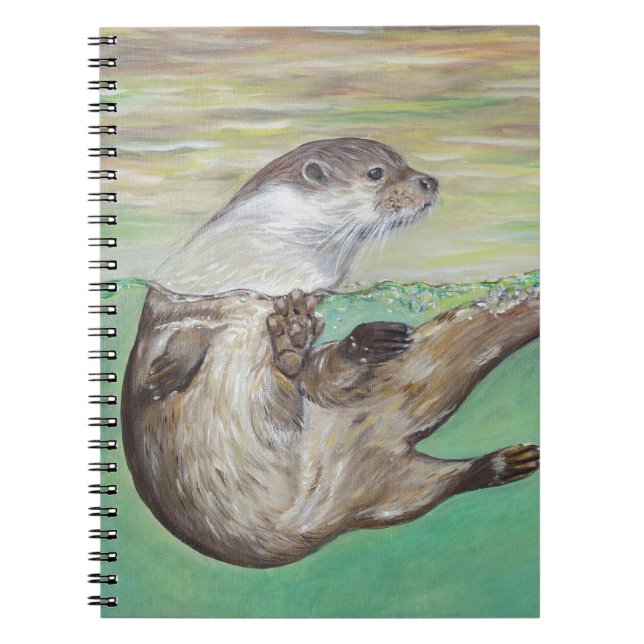 Carnet Tableau de la loutre de rivière joueuse (Devant)