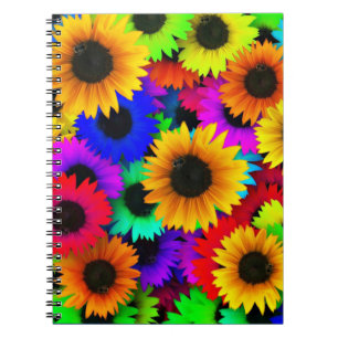 Carnet Tableau joyeux de tournesols colorés