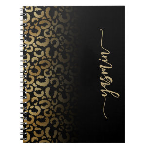 Carnet Taches de léopard noir or Signature personnalisée