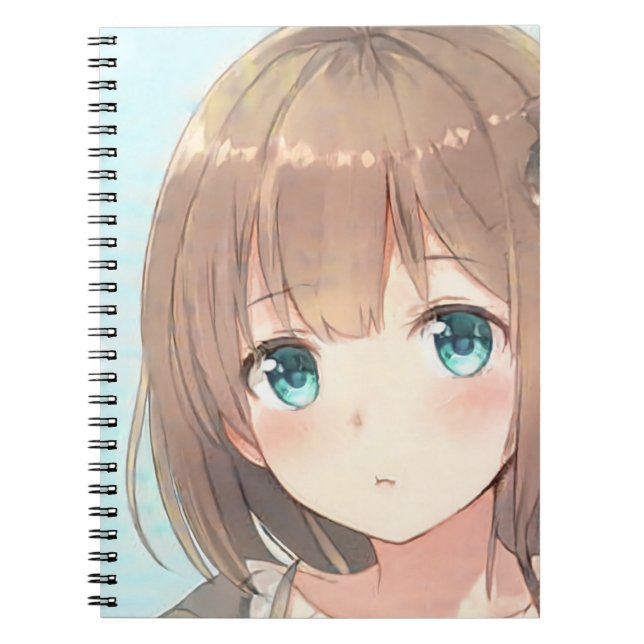 Carnet Tad brun cheveux fille vert émeraude yeux anime ma (Devant)