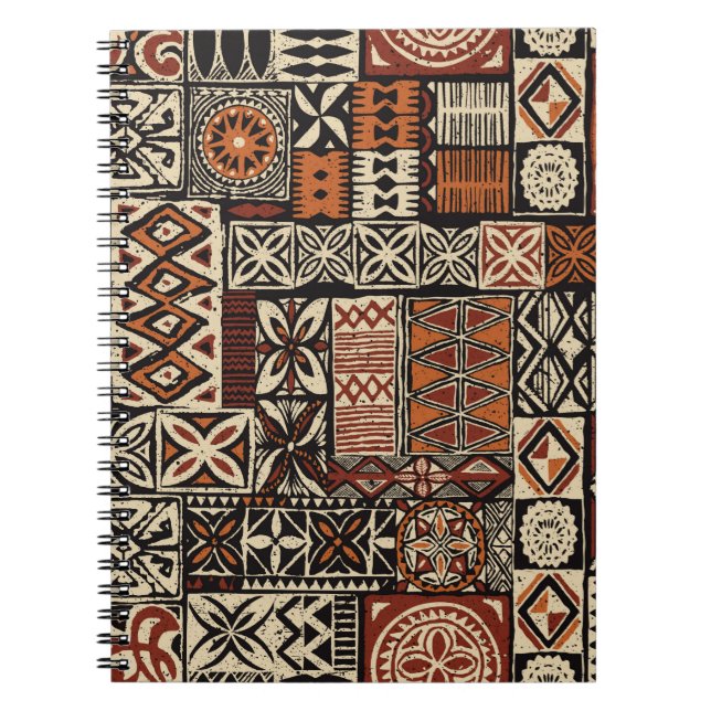 Carnet Tapa tissu tribal de style hawaïen abstrait patchw (Devant)