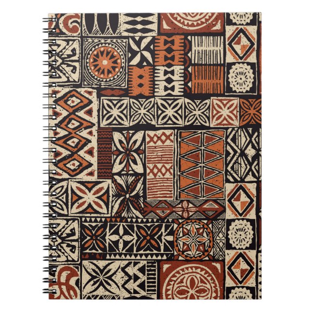 Carnet Tapa tissu tribal de style hawaïen abstrait patchw (Devant)