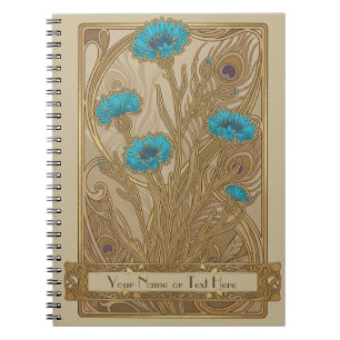 Carnet Tapisserie botanique : Le Bleuet Art Nouveau
