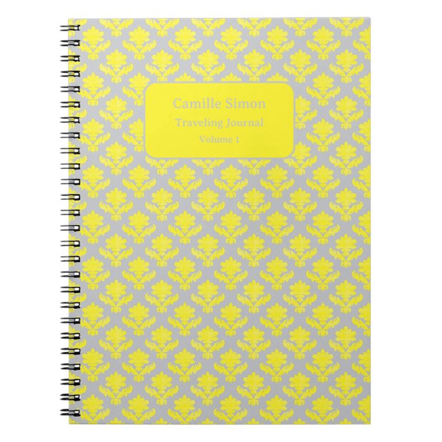 Carnet Tapisserie française personnalisée Jaune et gris (Devant)