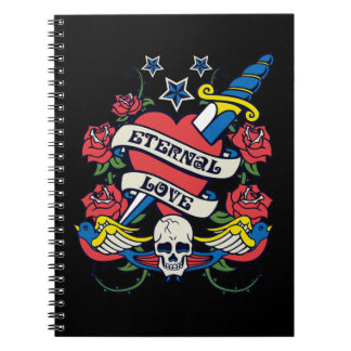 Carnet Tatouage Amour Éternel Coeur Couteau Rose Ailes du