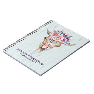Carnet Taureau Avec Fleur Rose Et Cornes