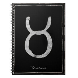 Carnet Taurus martelé argent stylisé symbole astrologie