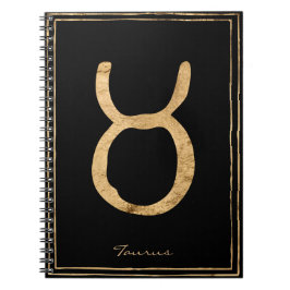 Carnet Taurus martelé or stylisé symbole astrologie
