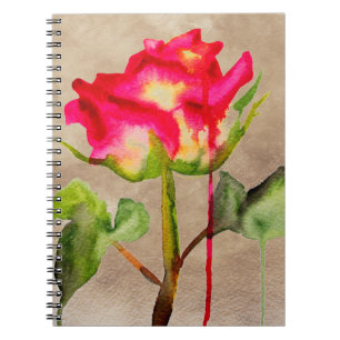 Carnet Tea hybride Rose aquarelle moderne fleurie art