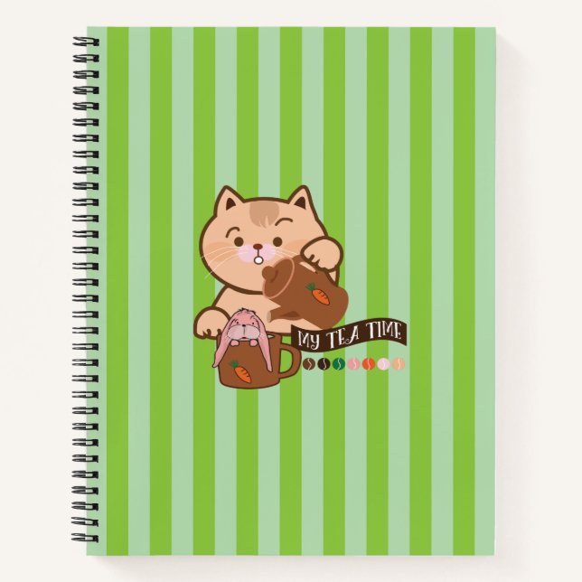 Carnet tea time chat et lapin (Devant)