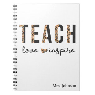 Carnet Teach Love Inspire Teacher Appreciation Leopard