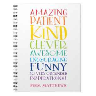 Carnet TEACHER GIFT colorful rainbow uplifting word stack