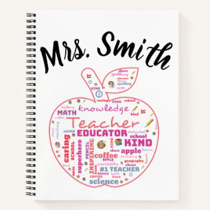 Carnet Teacher personnalisé Apple Word Art