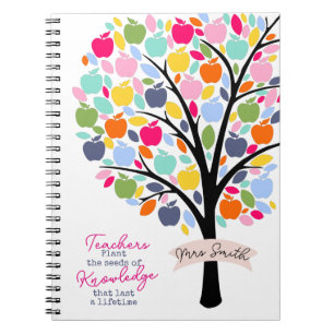 Carnet Teacher Pommier coloré Merci cadeau