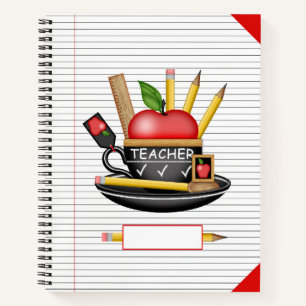 Carnet Teacup de pomme de l'enseignant grand