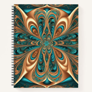 Carnet Teal & Bronze Luxe Bloom Spirale Fractale Abstra