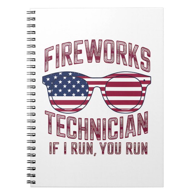 Carnet Technicien en Firework 4 juillet Drôle Usa (Devant)