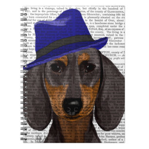 Carnet Teckel avec Trilby bleu