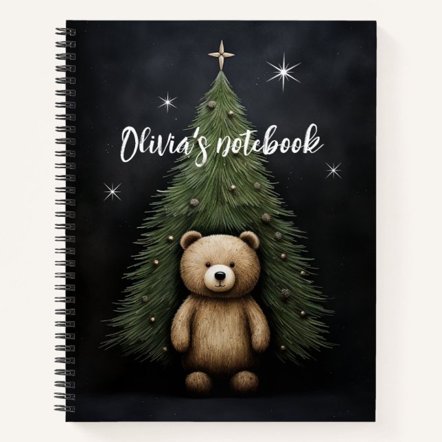 Carnet Teddy bear and Christmas tree Notebook (Devant)