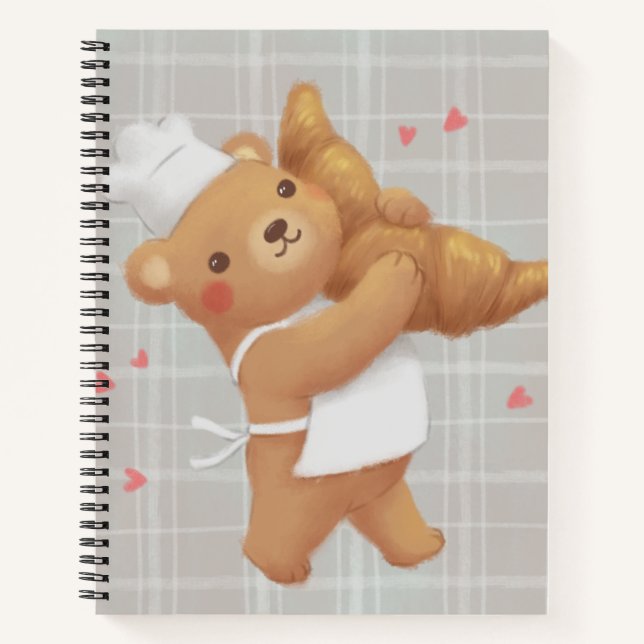 Carnet Teddy le Baker avec Croissant (Devant)