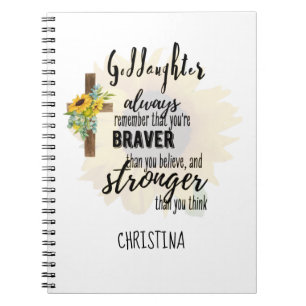 Carnet Teenage GODDAUGHTER Motivational Quote Sunflowers