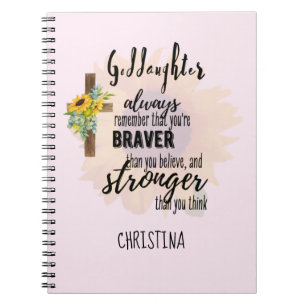 Carnet Teenage GODDAUGHTER Motivational Quote Sunflowers 