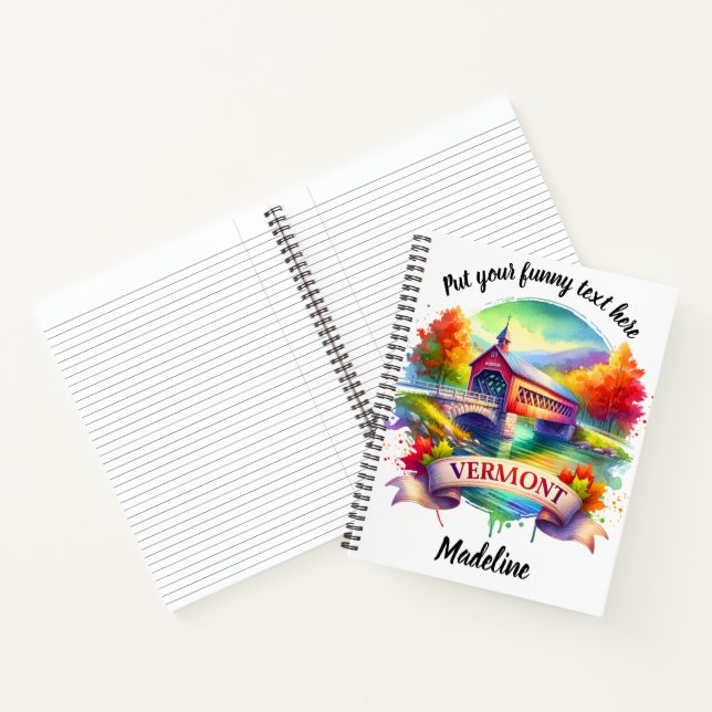 Carnet teintes d'automne par un pont du Vermont (Intérieur)