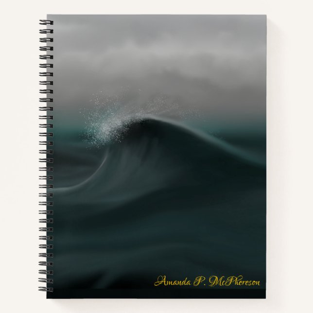 Carnet Tempête humide d'une vague verte profonde (Devant)