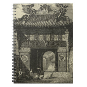 Carnet Temple impérial asiatique dans noir et le blanc