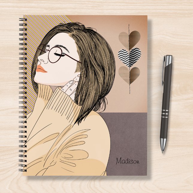 Carnet Tendance élégante Fille Chic Coeur d'Amour Personn (Créateur téléchargé)