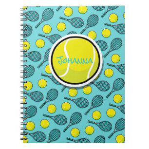Carnet Tennis Ball Jaune Blanc Turquoise Bleu Noir Nom