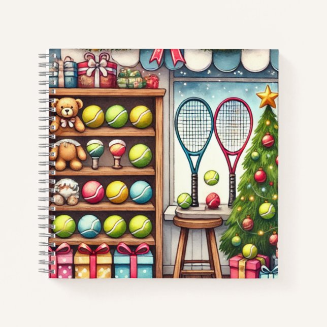 Carnet Tennis Noël Thème avec Ball et Racket (Devant)