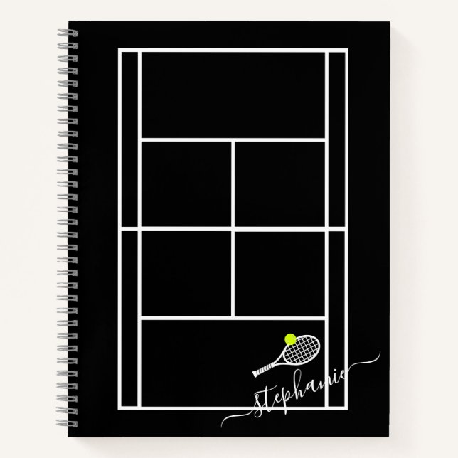 Carnet Tennis Personnalisé Élégant Script Nom personnalis (Devant)