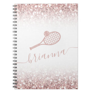 Carnet Tennis Personnalisé Rose Girl Parties scintillant