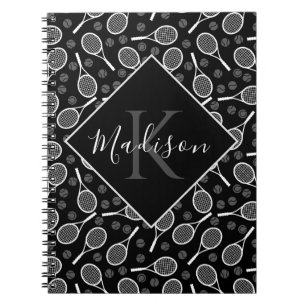 Carnet Tennis Racket Ball Motif Initial & Nom Monogramme