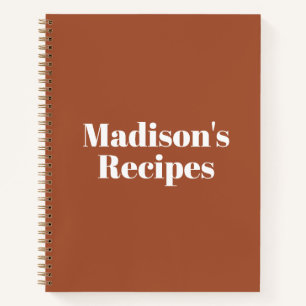 Carnet Teracotta moderne nom personnalisé texte Recette 