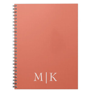 Carnet Terracotta et blanc   Monogramme moderne