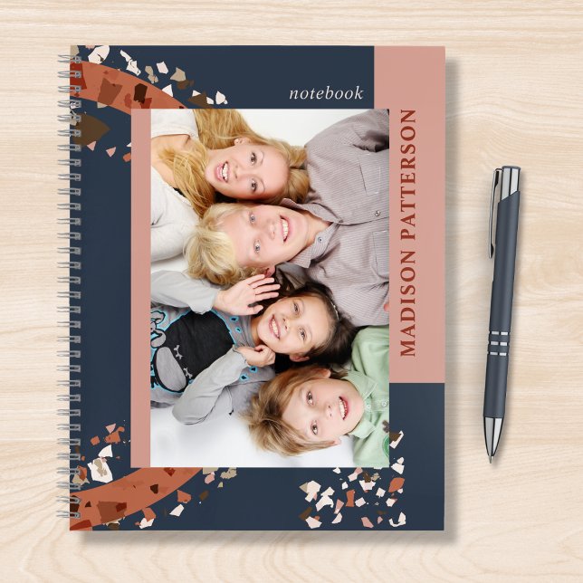 Carnet Terrazzo Deux Photo Moderne Nom Personnalisé (Créateur téléchargé)