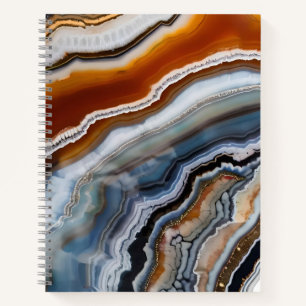 Carnet Terre Cuite Rouge Agate Géode Blanche Noire Bleue