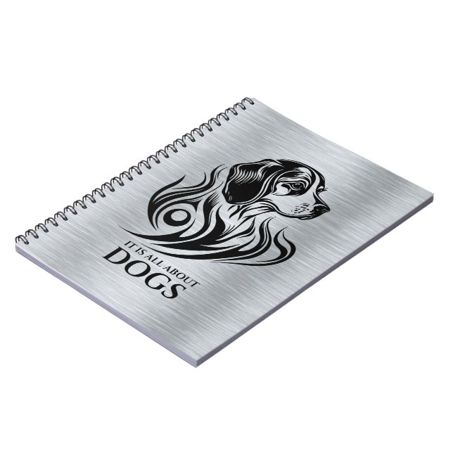 Carnet Tête de Beagle ornementale en argent métallique (Côté gauche)