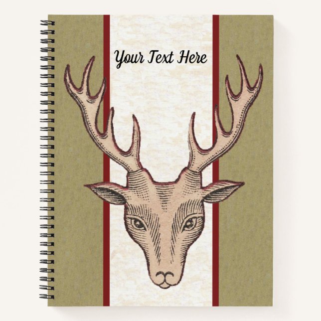 Carnet Tête de cerf mâle Brown Tante rouge blanche (Devant)