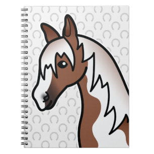 Carnet Tête de cheval de dessin animé Pinto marron