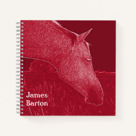 Carnet Tête de cheval Moderne Rouge Artistique Personnel