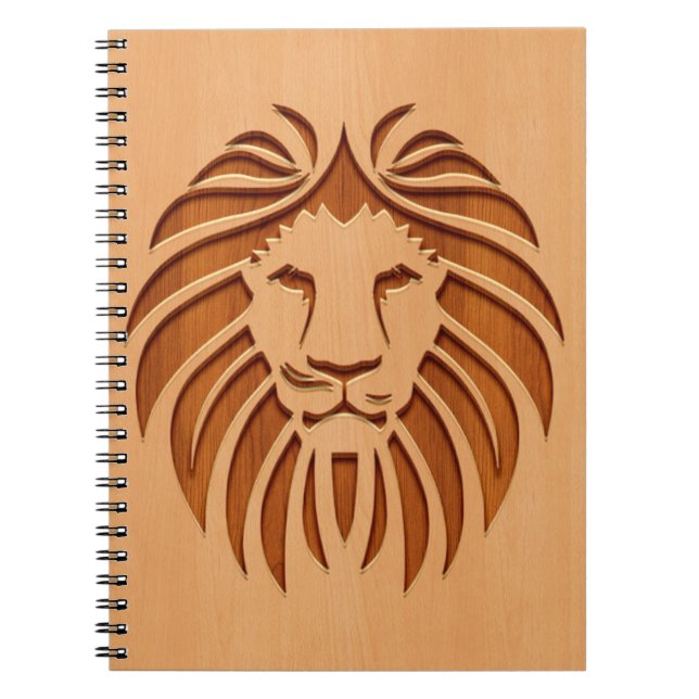 Carnet Tête de lion gravée sur le bois (Devant)