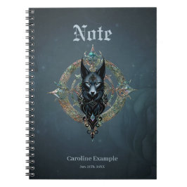 Carnet Tête de loups noirs aux yeux bleus percevants,