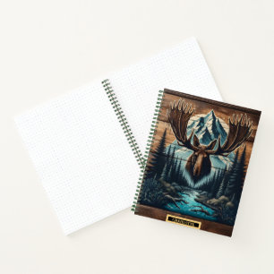 Carnet Tête d'orignal majestueuse avec fond de montagne à