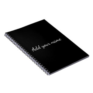 Carnet Texte de message noir uni ajouter un nom ici jeté