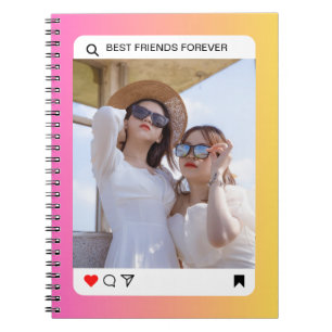 Carnet texte de photo personnalisé instagram rose moderne