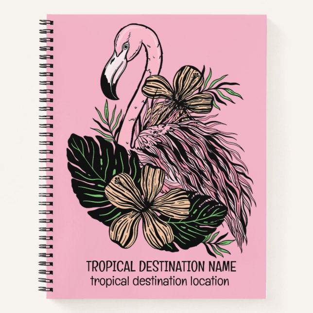 Carnet Texte et couleur personnalisés Flamant rose rose (Devant)
